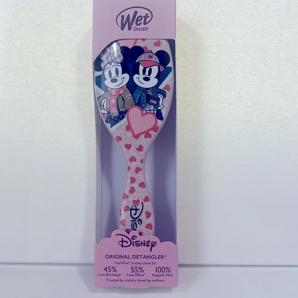 NWT Wet Brush Original Detangler Hair Brush, Mickey & Minnie (Disney Love)